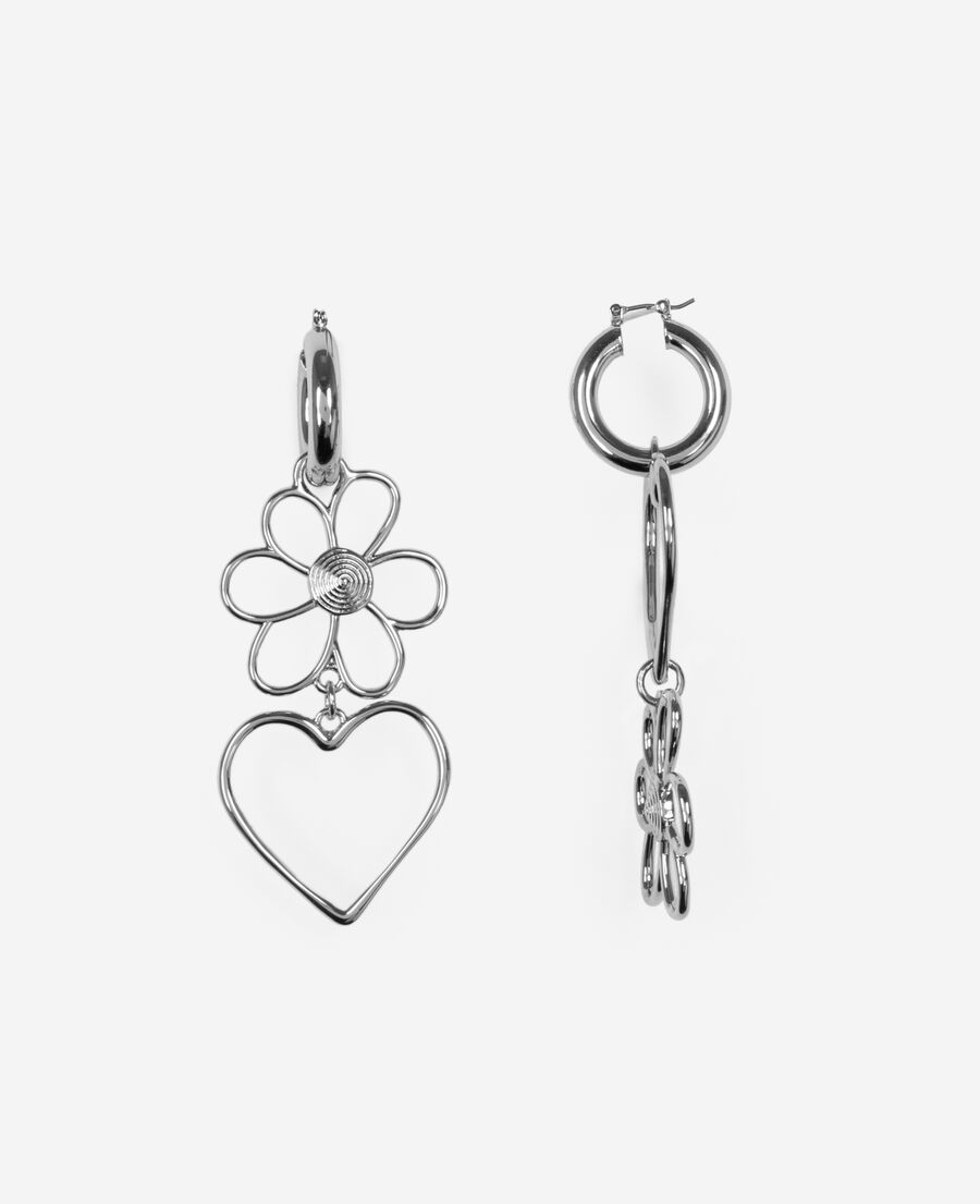 The Kooples WOMEN SILVER silver heart and flower earrings