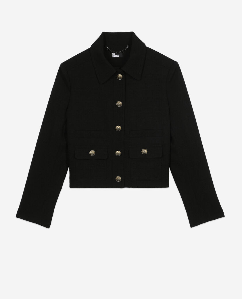 The Kooples WOMEN BLACK black tweed jacket