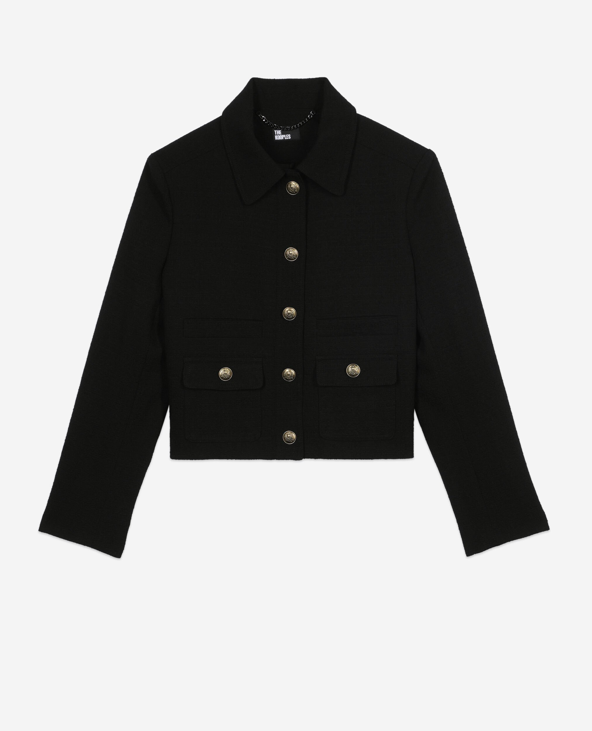 Schwarze Jacke aus Tweed, BLACK, hi-res image number null