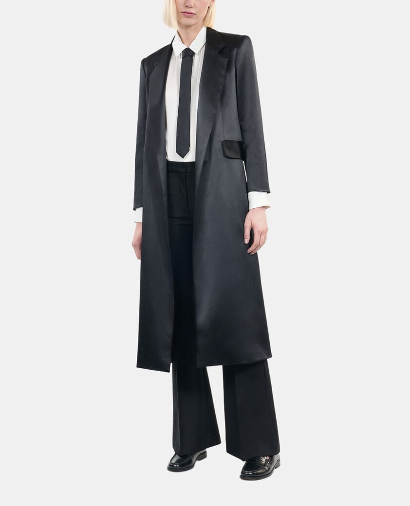 The Kooples F BLACK the kooples x carolina ritzler black satin coat