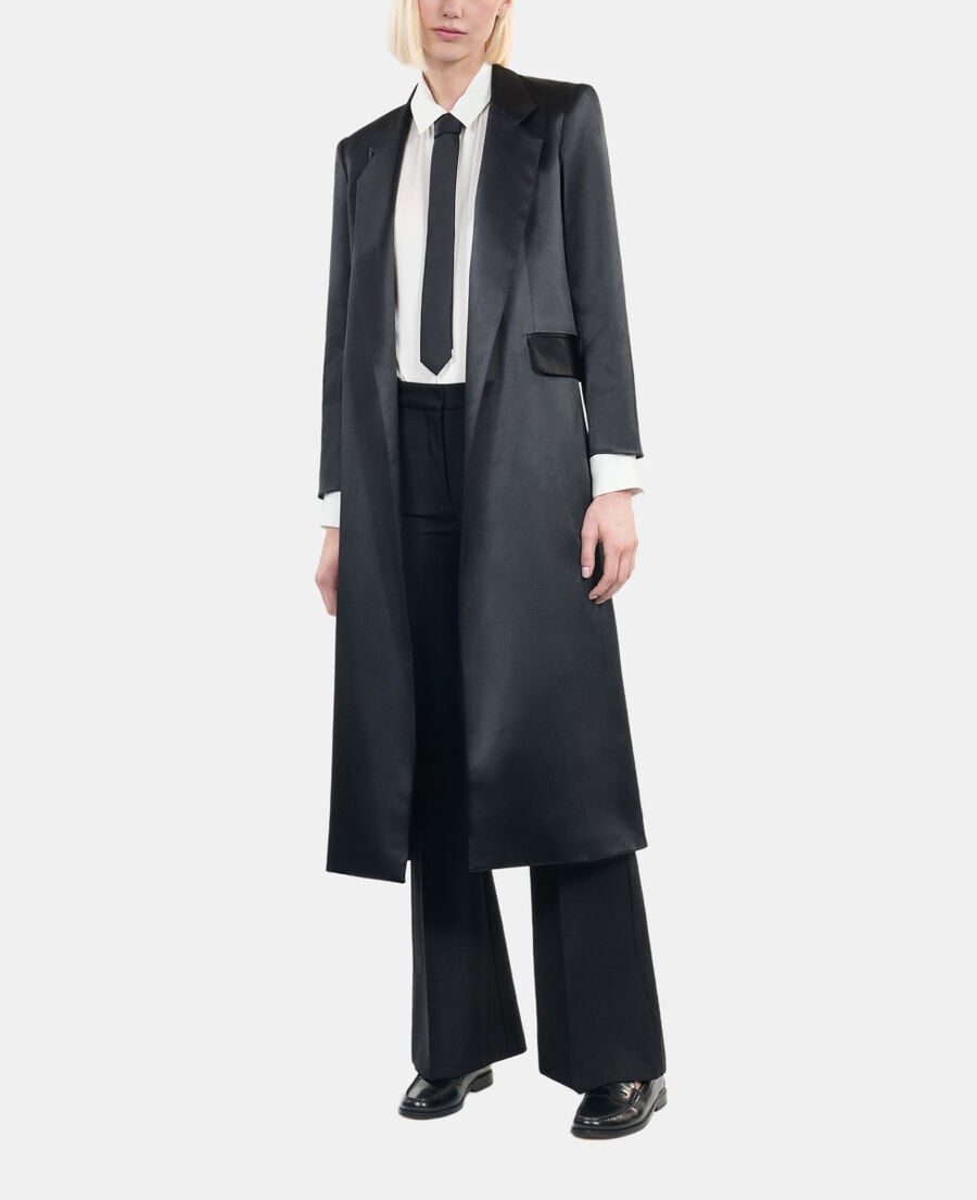 The Kooples F BLACK the kooples x carolina ritzler black satin coat