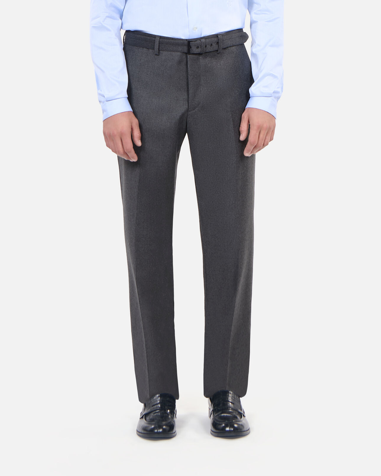 The Kooples MEN LIGHT GREY MEL/WHITE grey flannel suit trousers