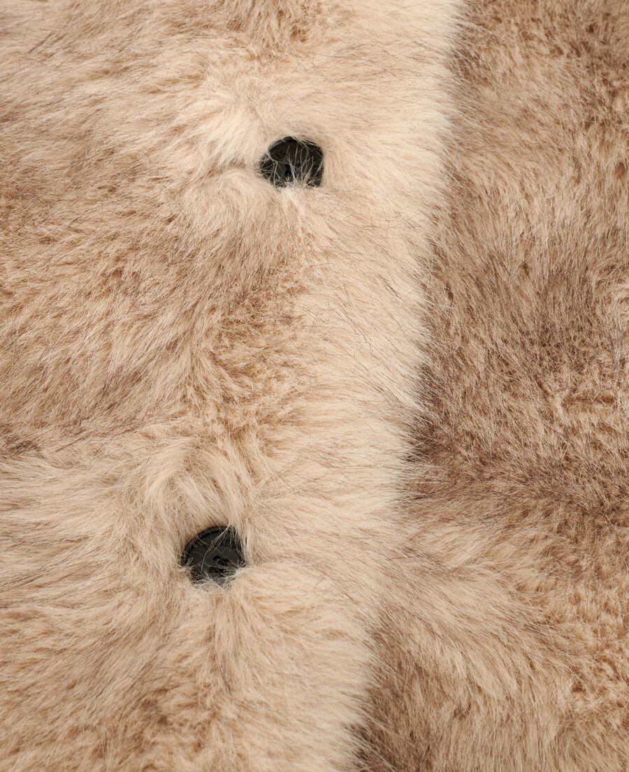 The Kooples WOMEN BEIGE MELANGE beige fur-effect coat