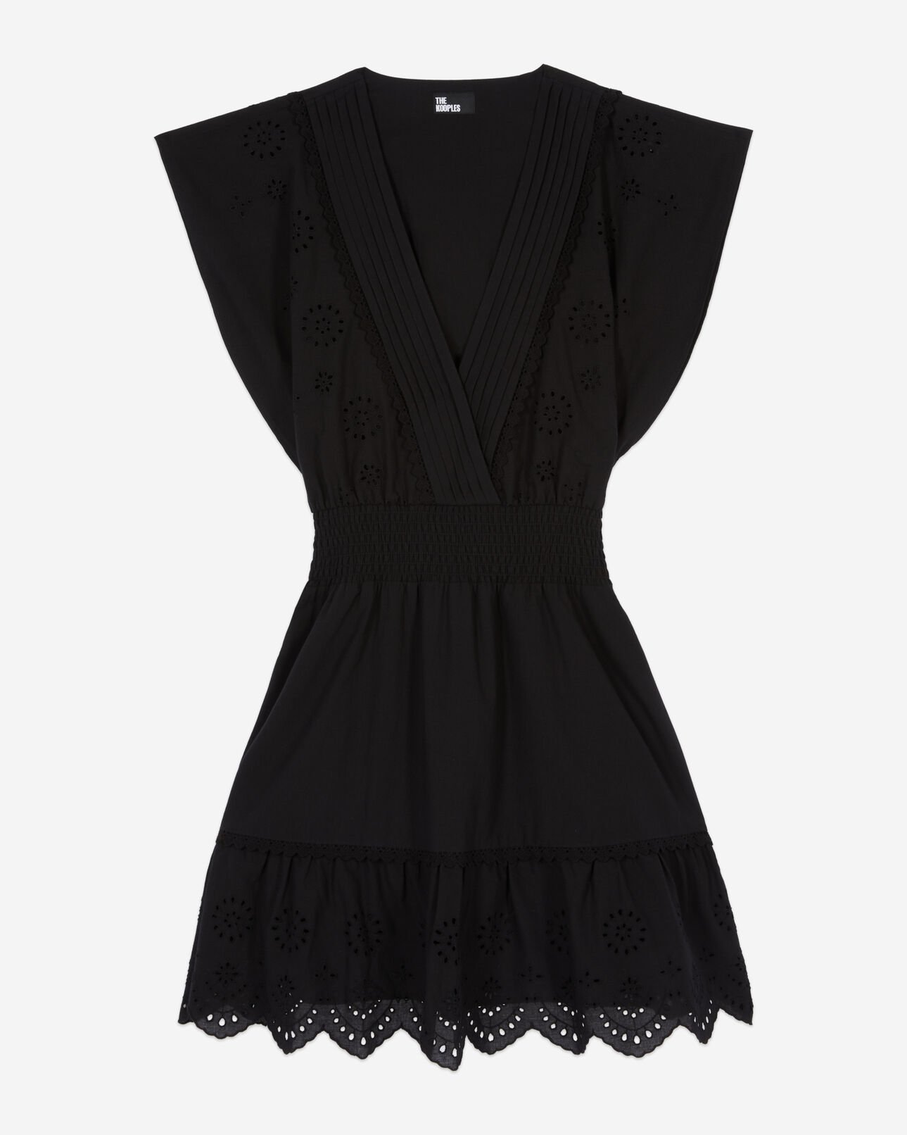 The Kooples FEMME BLACK robe courte en broderie anglaise noire
