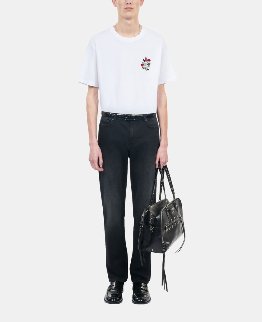 The Kooples HERREN WHITE wei&szlig;es t-shirt mit eternal life-stickerei