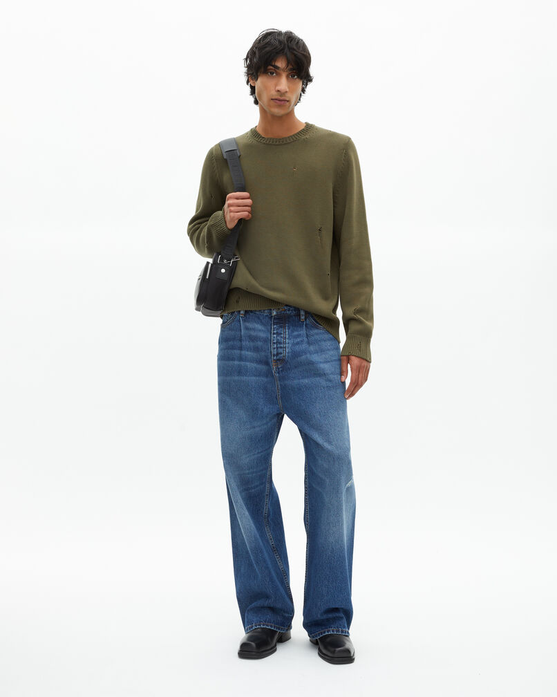 The Kooples HOMME KAKI pull avec détails ajourés kaki