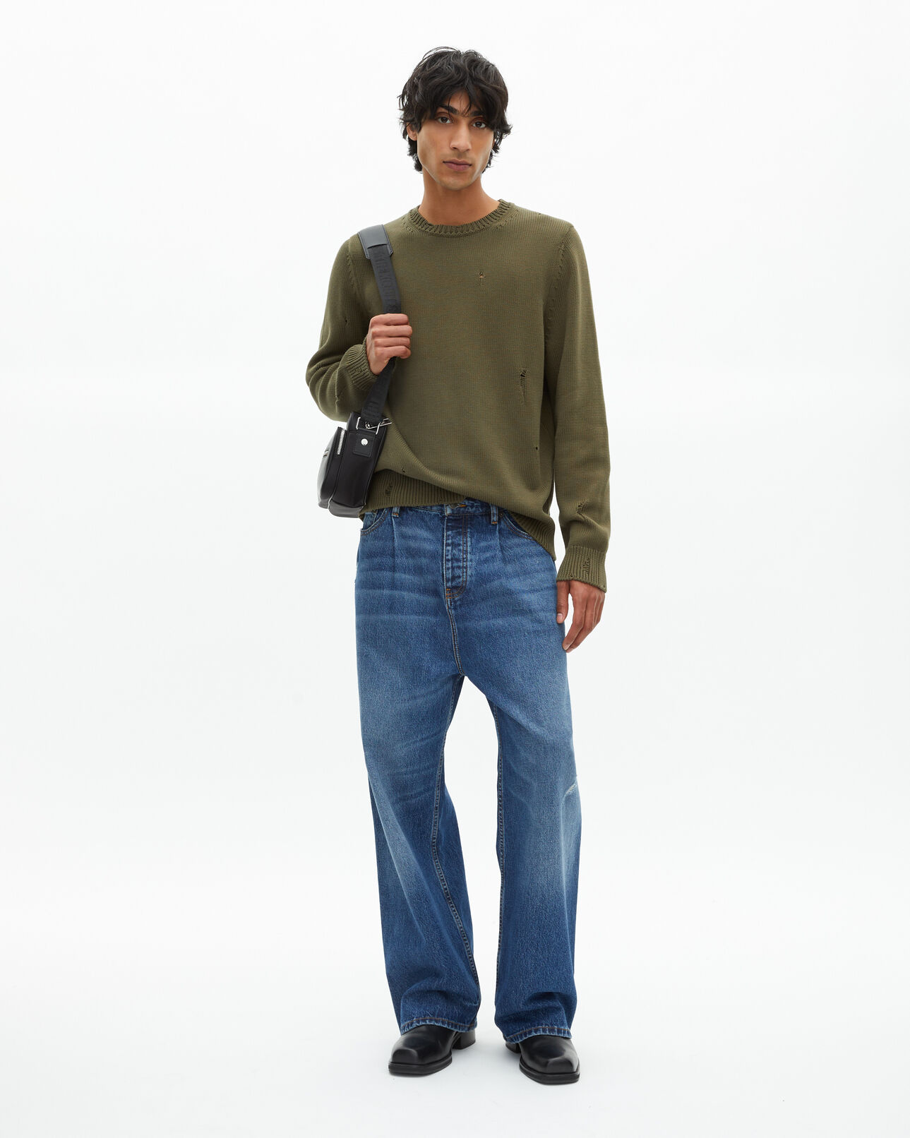 The Kooples MEN KAKI khaki openwork sweater