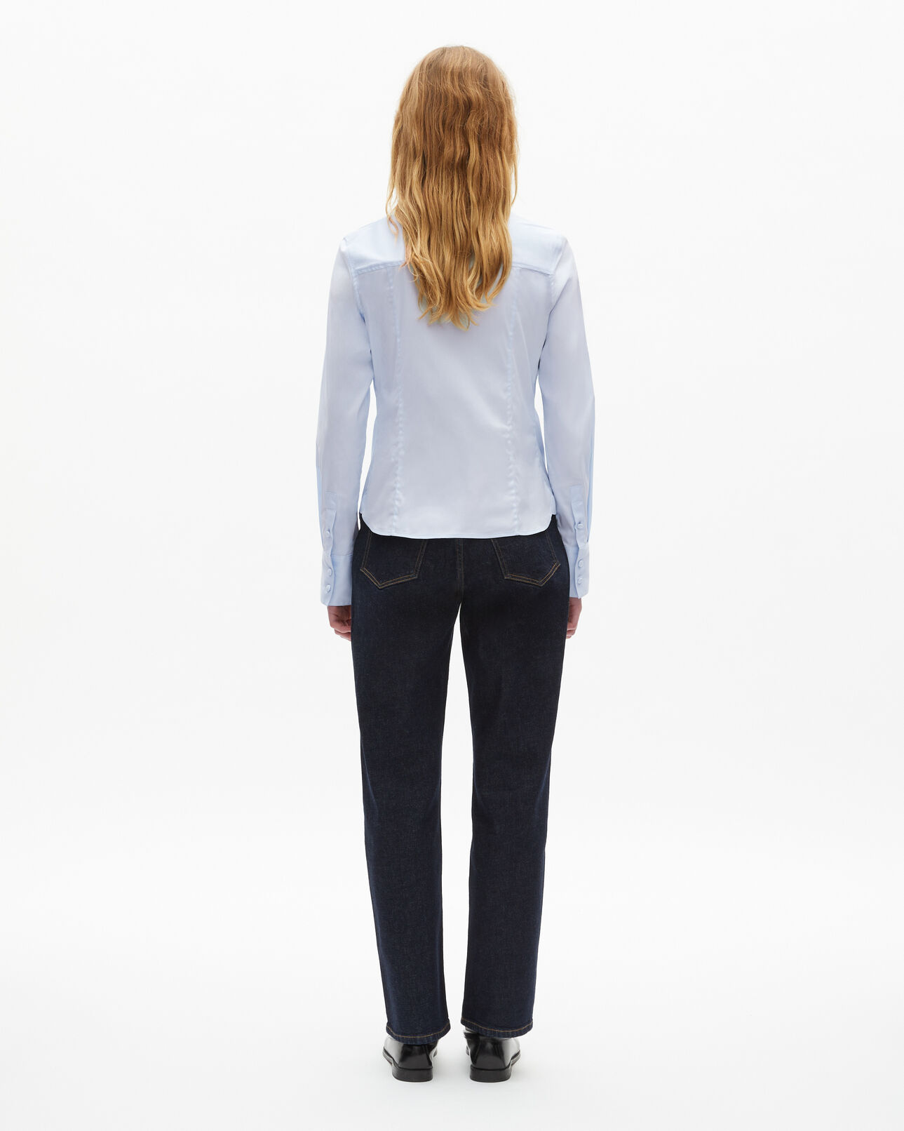The Kooples WOMEN LIGHT BLUE blue poplin shirt with ruffles