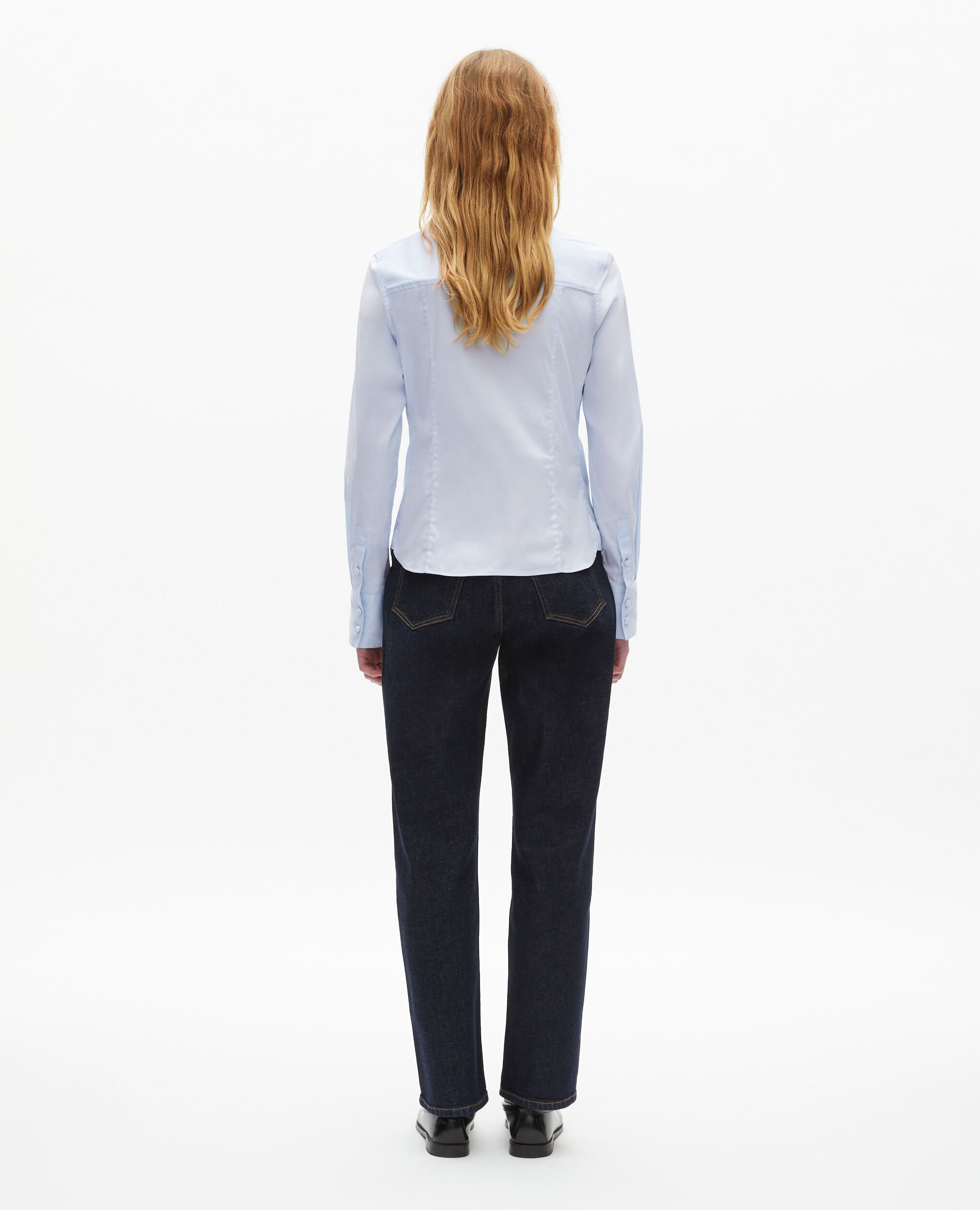 Blue poplin shirt with ruffles, LIGHT BLUE, hi-res image number null