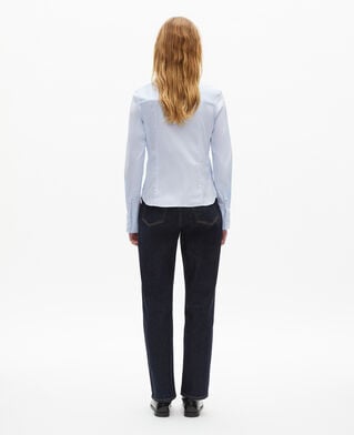 The Kooples WOMEN LIGHT BLUE blue poplin shirt with ruffles