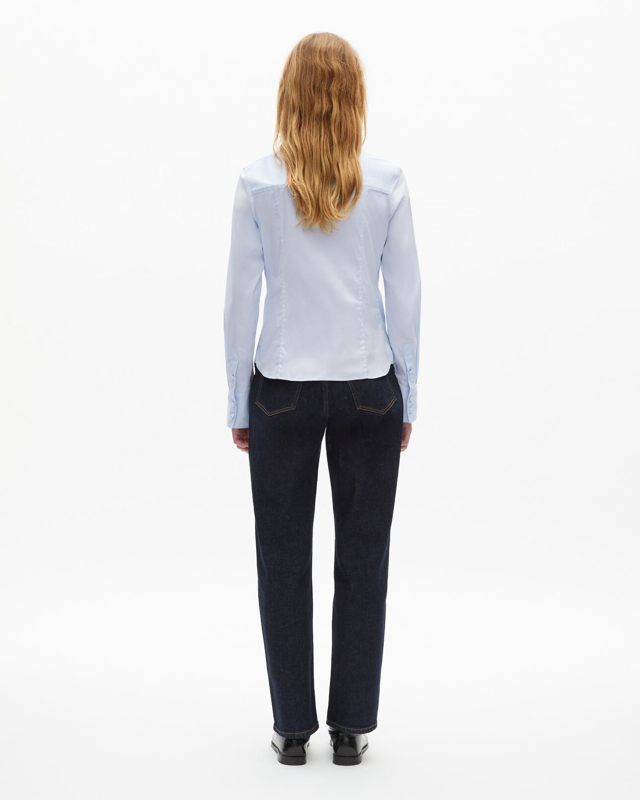The Kooples FEMME LIGHT BLUE chemise en popeline avec volants bleue