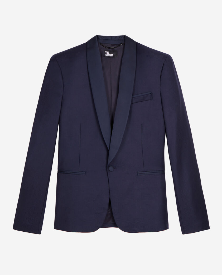 The Kooples HERREN NAVY marineblaue smokingjacke aus wolle