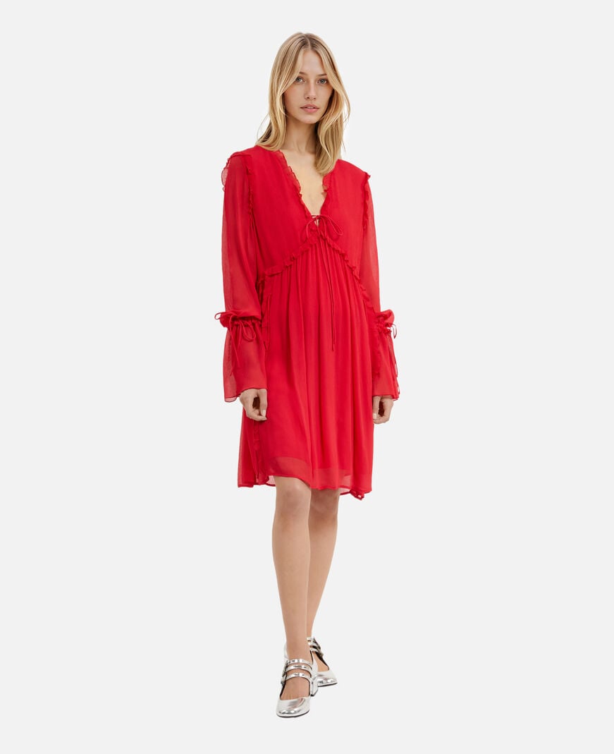 The Kooples DAMEN RED / BURGUNDY kurzes kleid mit rüschen rot