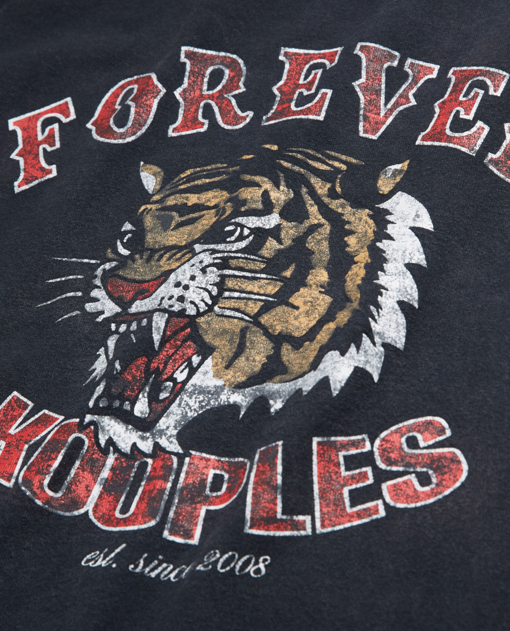 Black T-shirt with screen print, BLACK WASHED, hi-res image number null