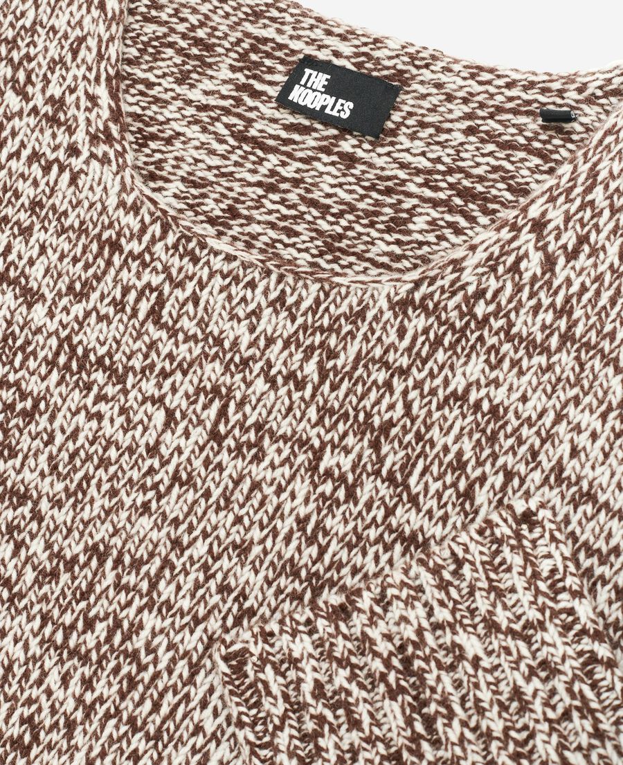 The Kooples H BEIGE-BROWN beige and white sweater
