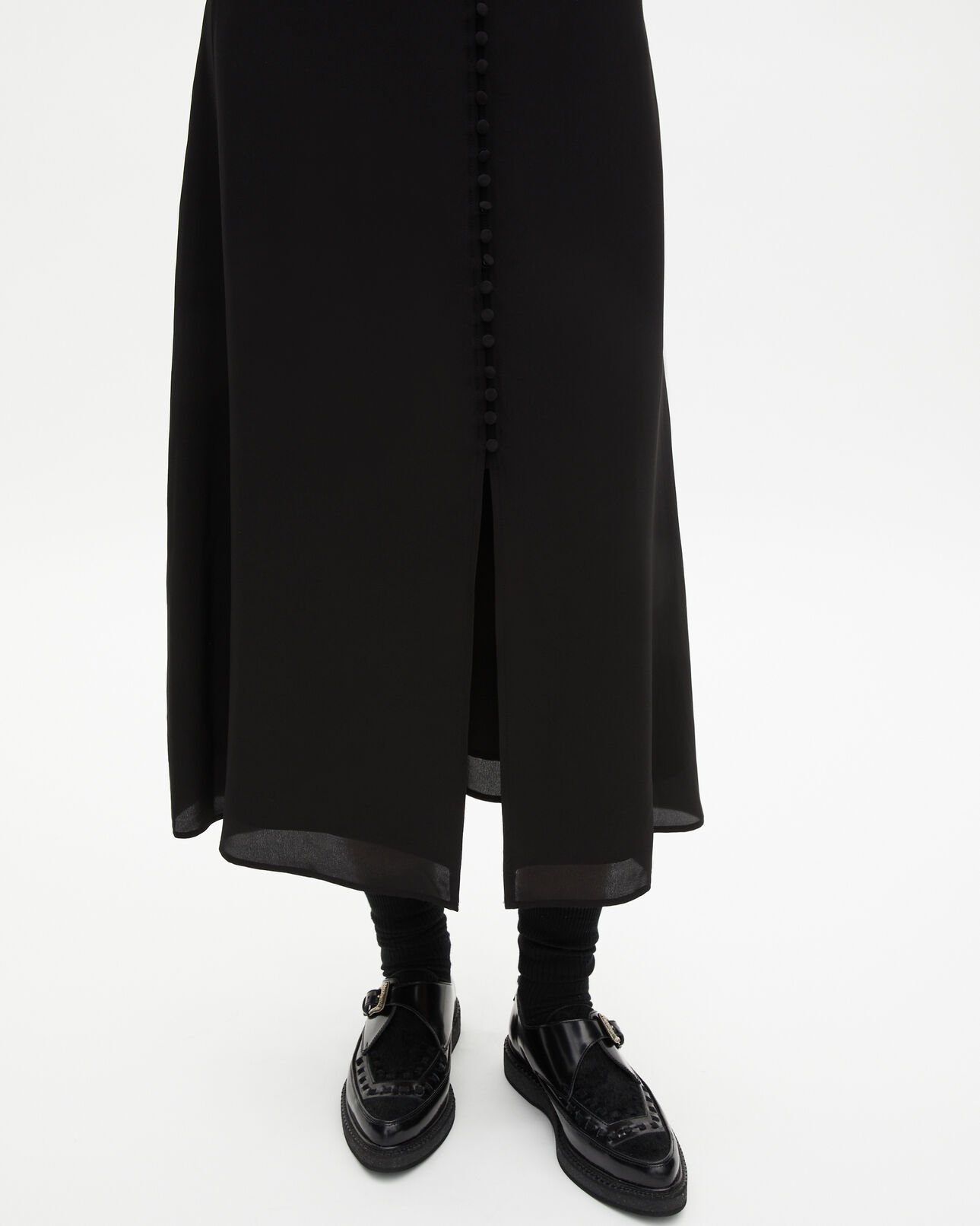 The Kooples FEMME BLACK jupe longue en soie noire
