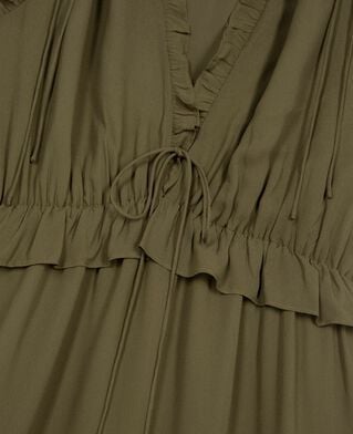 The Kooples WOMEN KAKI short dress with khaki ruffles