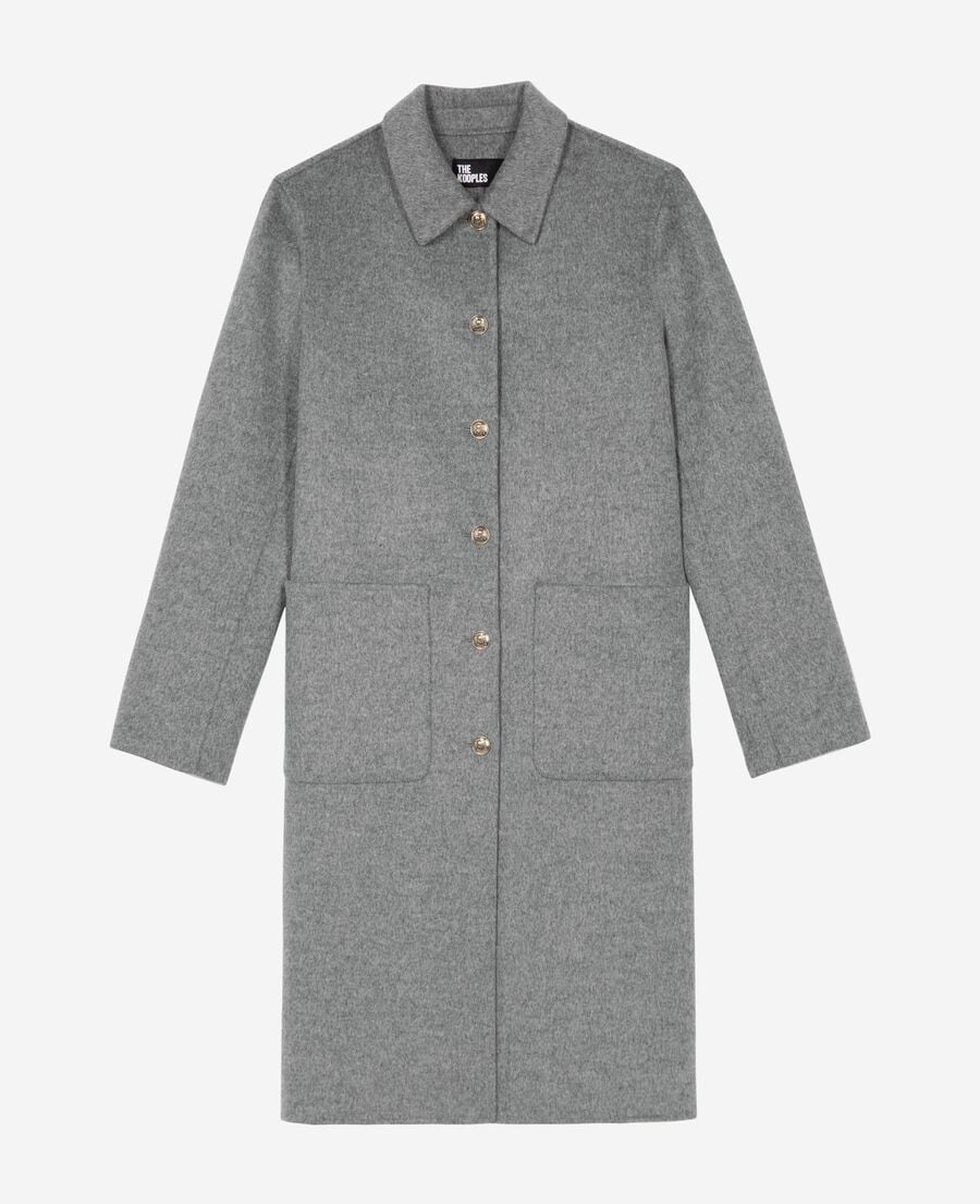 The Kooples FEMME GREY manteau long double face avec cape gris
