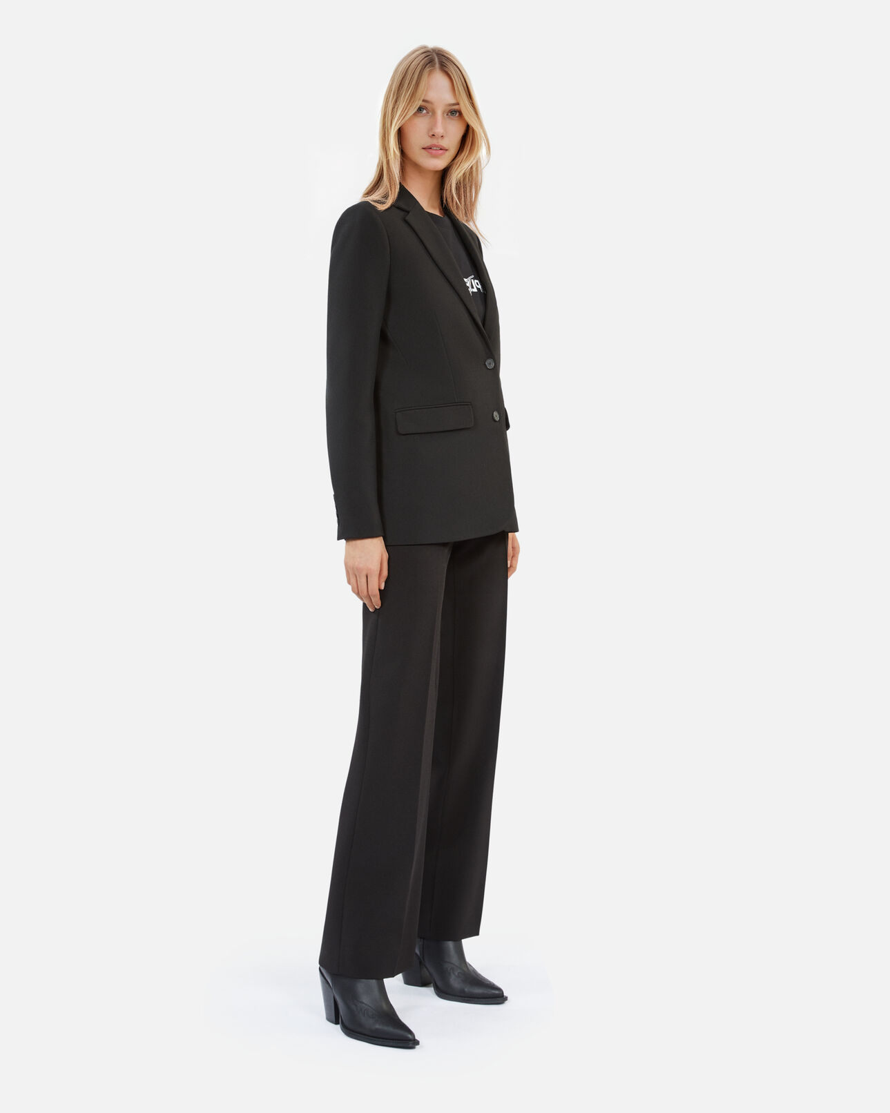 The Kooples WOMEN BLACK black crêpe suit jacket straight cut