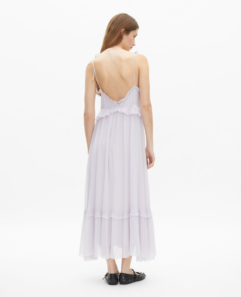 The Kooples DAMEN LIGHT PURPLE langes kleid mit volants lila