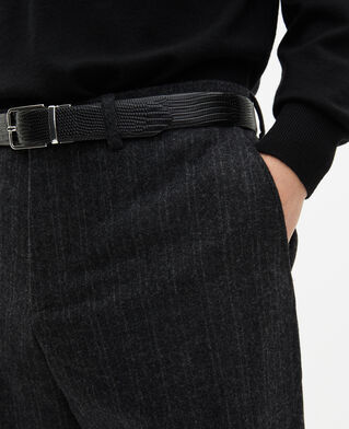 The Kooples MEN PEARL GREY dark grey pinstripe straight-leg suit pants