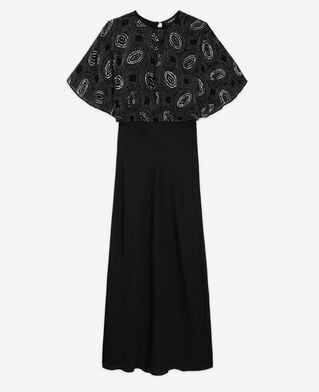 The Kooples WOMEN BLACK long black satin dress with rhinestones