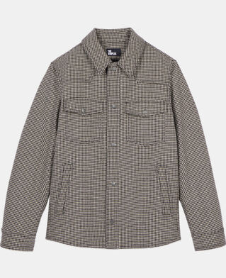 The Kooples HOMME BROWN blouson style surchemise pied de poule marron et écru