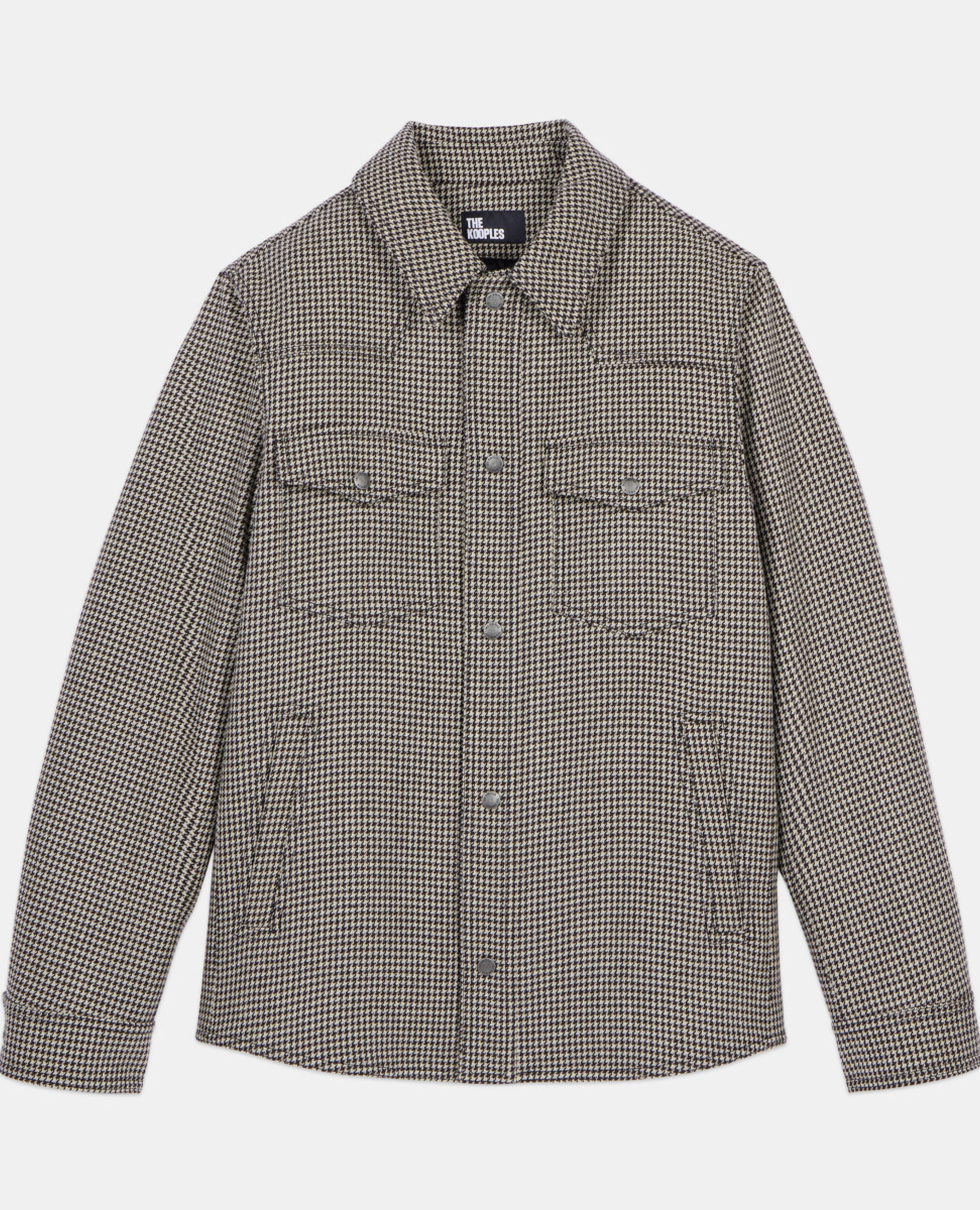 Blouson style surchemise pied de poule marron et écru, BROWN, hi-res image number null