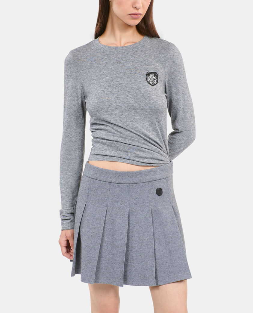 The Kooples FEMME GREY MELANGE t-shirt manches longues imprim&eacute;