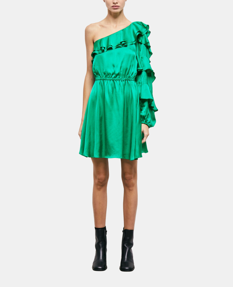 short asymmetric green dress