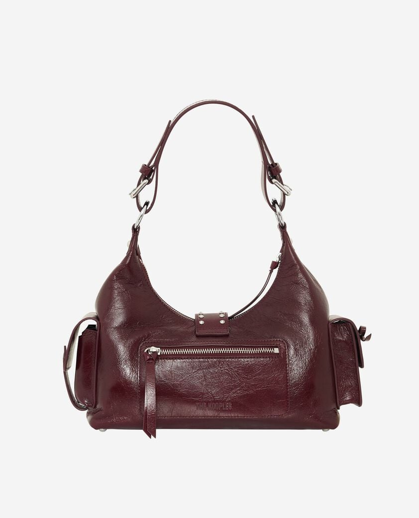 The Kooples WOMEN BORDEAUX amelia bag in burgundy cracked leather
