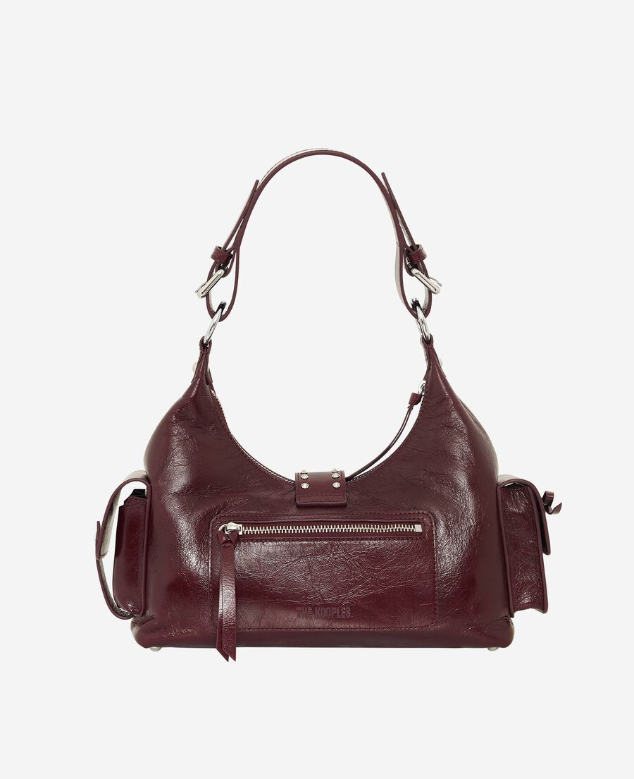 The Kooples DAMEN BORDEAUX amelia-tasche aus bordeauxfarbenem crackleder
