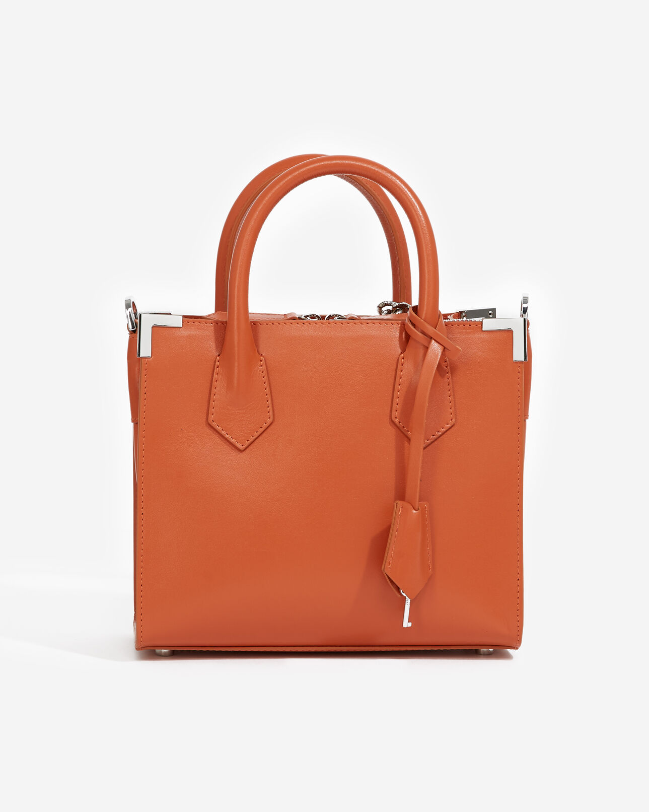 The Kooples WOMEN PUMPKIN medium ming bag in smooth burnt orange leather