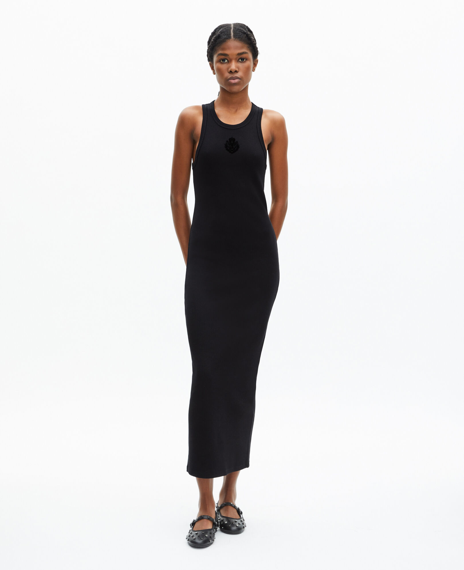 The Kooples WOMEN BLACK long black sleeveless dress
