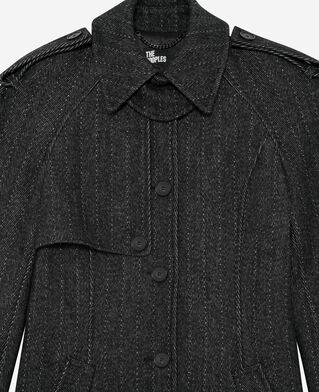 The Kooples FEMME GREY FLANNEL manteau long en laine gris fonc&eacute;