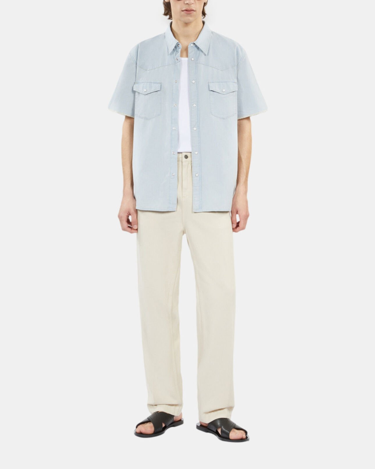 The Kooples H LIGHT BLUE short-sleeved denim shirt