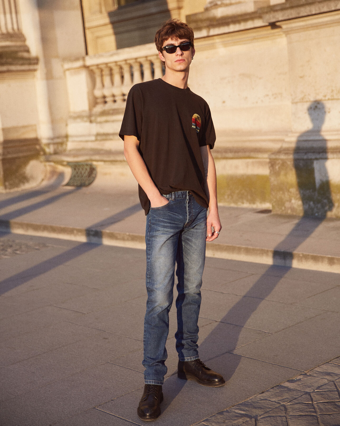 The Kooples MEN VINTAGE BLUE slim blue denim jeans with rips