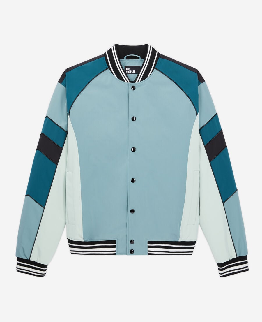 The Kooples HOMME CELADON blouson bleu et vert avec patchwork
