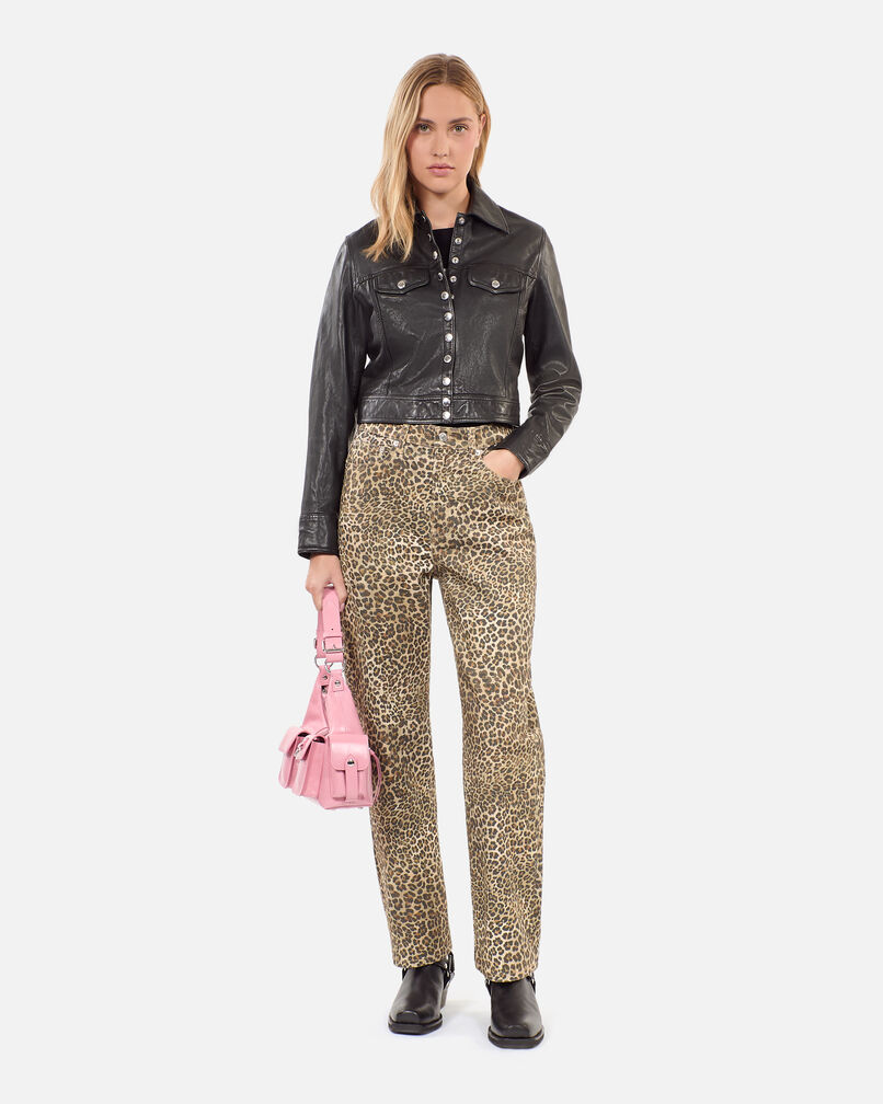 The Kooples F CHOCOLATE leopard print boyfriend jeans