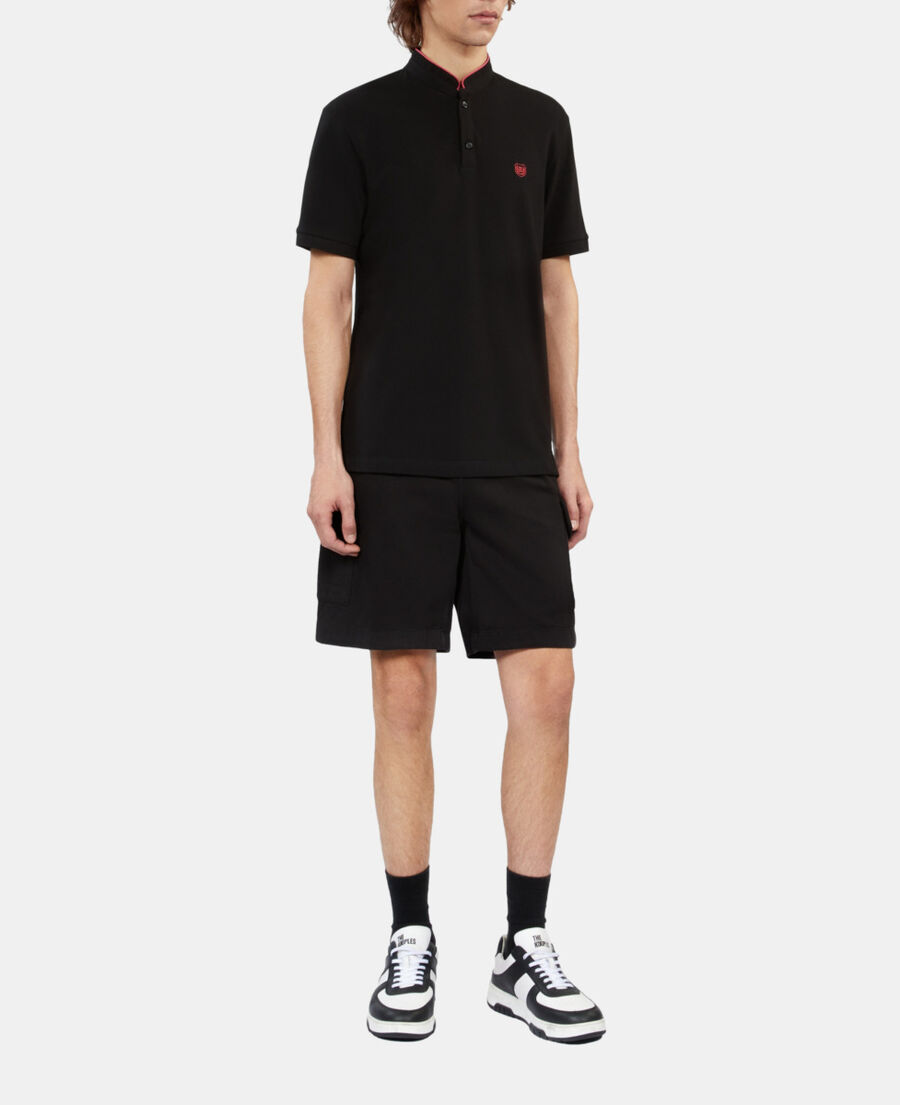 The Kooples MEN NOIR ROSE black pique cotton polo t-shirt