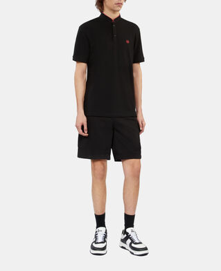 The Kooples MEN NOIR ROSE black pique cotton polo t-shirt