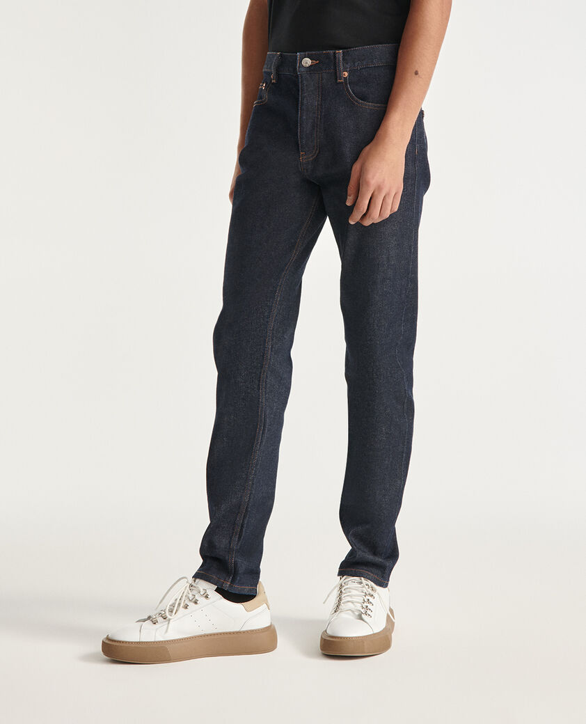 The Kooples HOMME BLUE BRUT jean brut bleu fonc&eacute; coupe slim