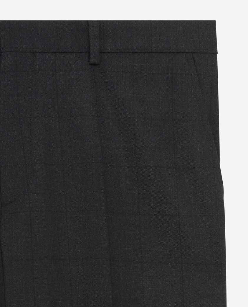 The Kooples HOMME BLACK pantalon de costume ajust&eacute; &agrave; carreaux en laine noir