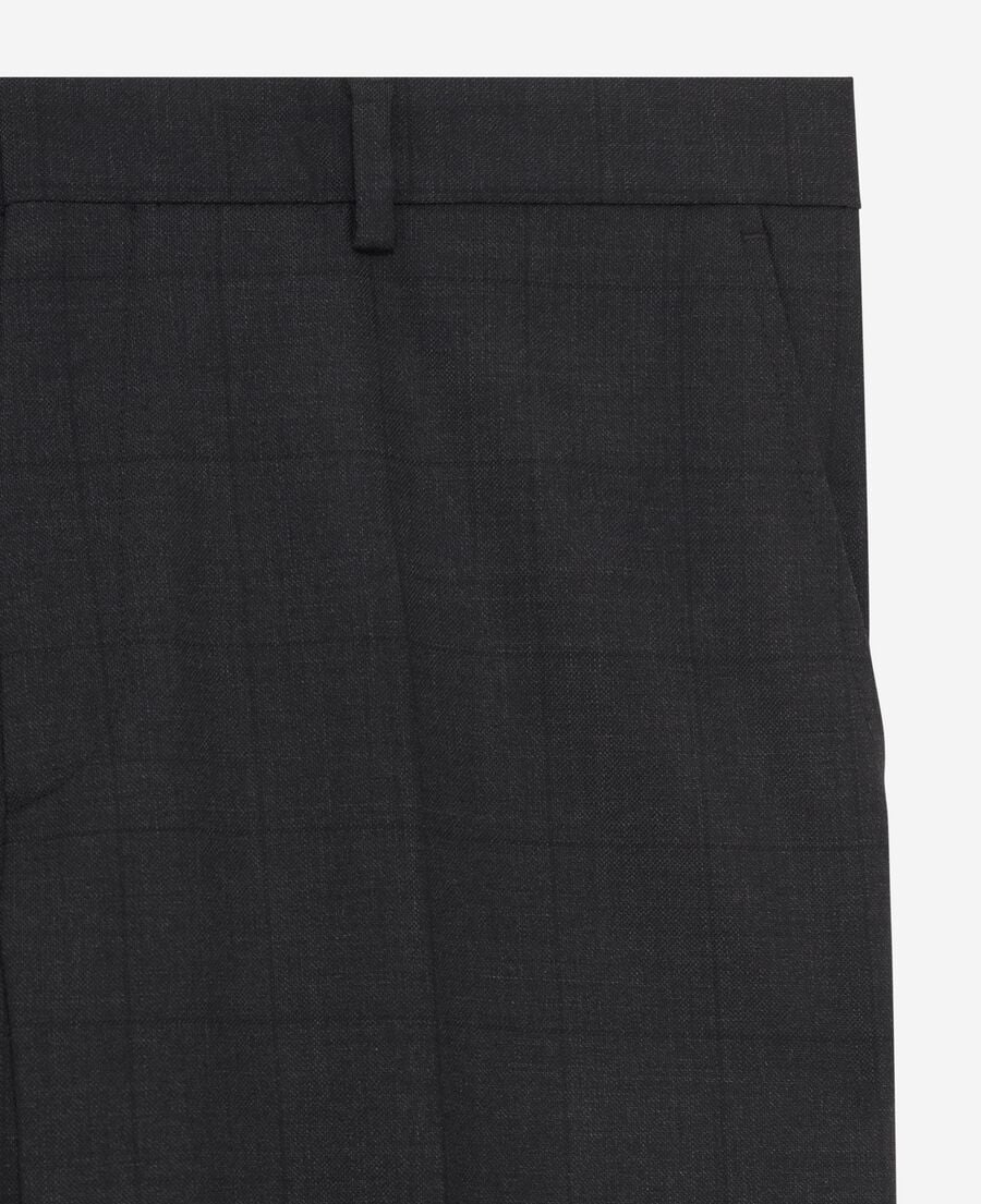 The Kooples HOMME BLACK pantalon de costume ajust&eacute; &agrave; carreaux en laine noir