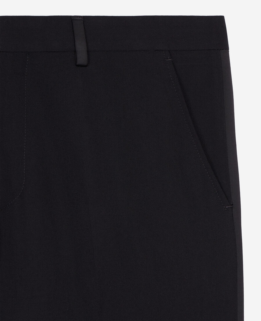 The Kooples HOMME BLACK pantalon de smoking avec détails en satin droit noir