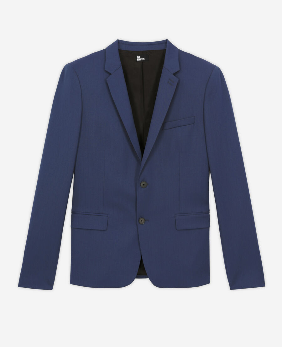 chaqueta traje azul lana