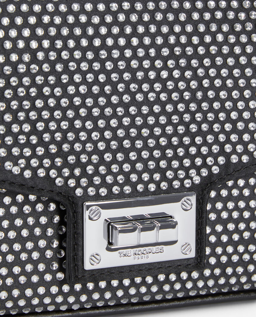 The Kooples WOMEN BLACK black nylon rhinestone clutch bag