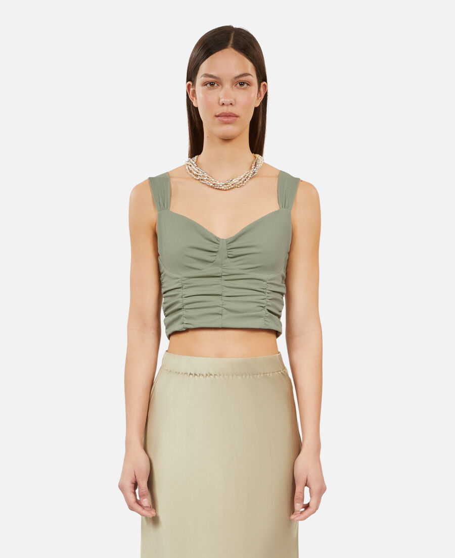 short light green top with shirring
