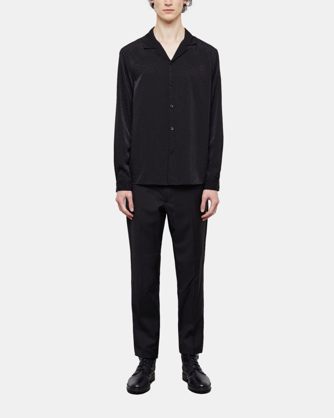 The Kooples MEN BLACK leopard print shirt with hawaiian collar