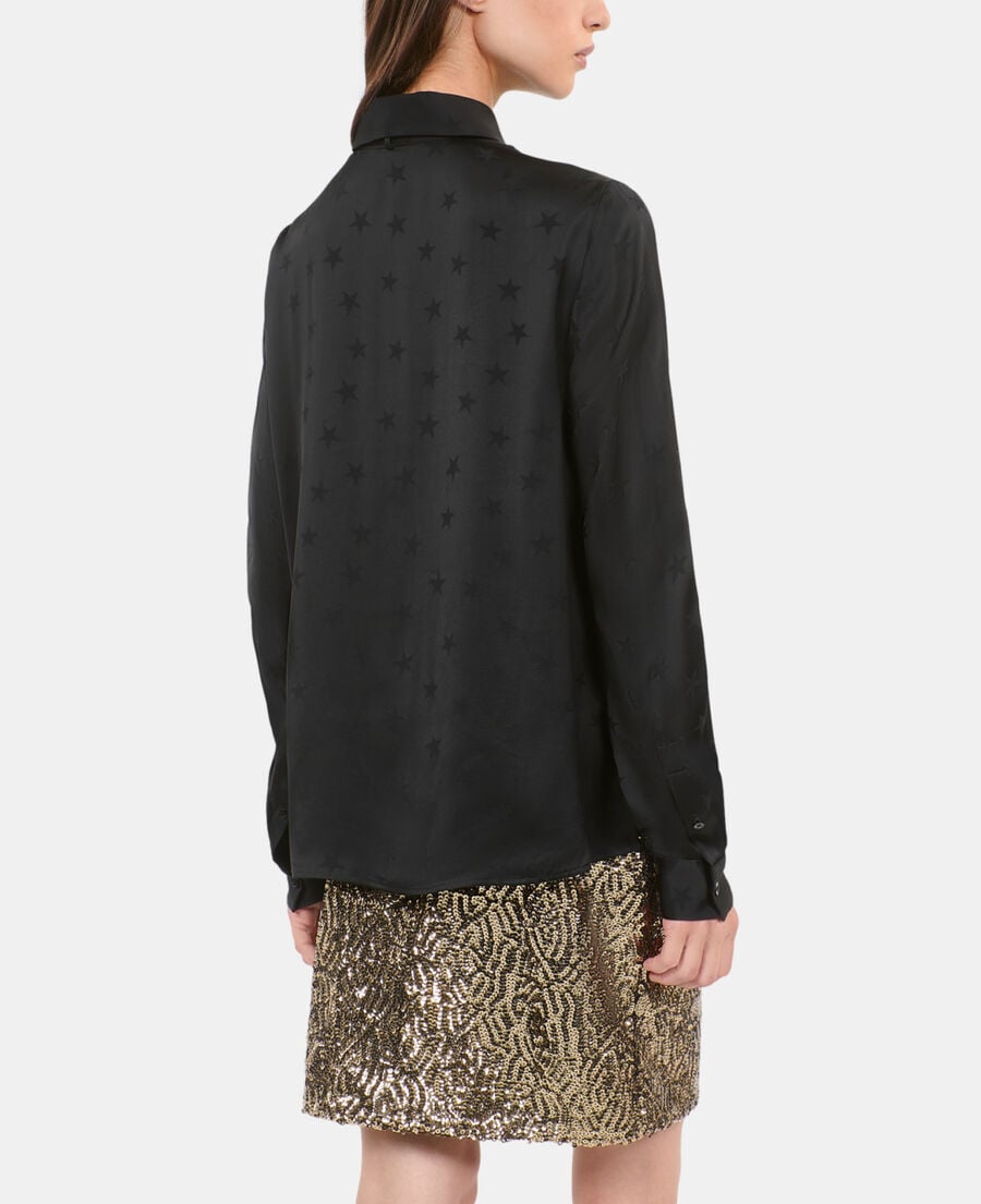 The Kooples DAMEN BLACK schwarzes jacquard-hemd